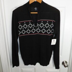 *NWT* Hot Chillys Men's Black Nordic Pattern Zip-T Wool Blend 1/4 Zip